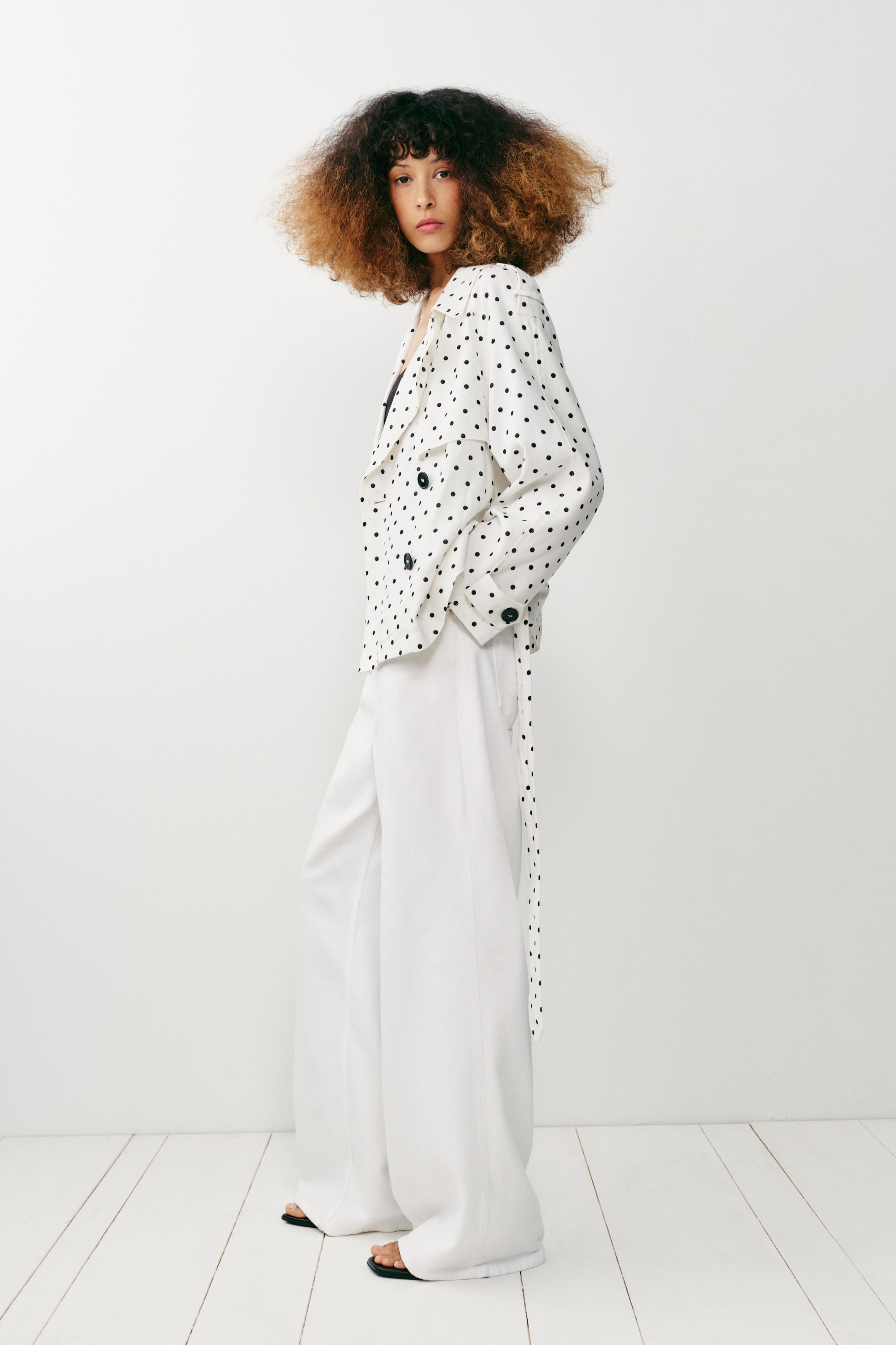 POLKA DOT BELTED TRENCH JACKET