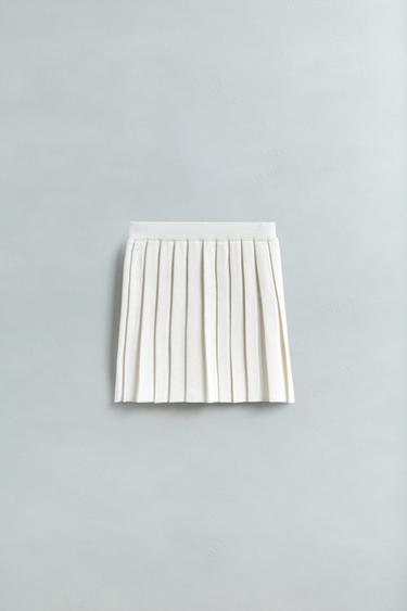 KNIT BOX PLEAT SKIRT - Beige by Zara