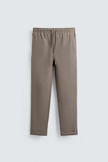 NON IRON COMFORT JOGGER BELBOGʻLI SHIM - Olachipor teri rangi Zara tomonidan