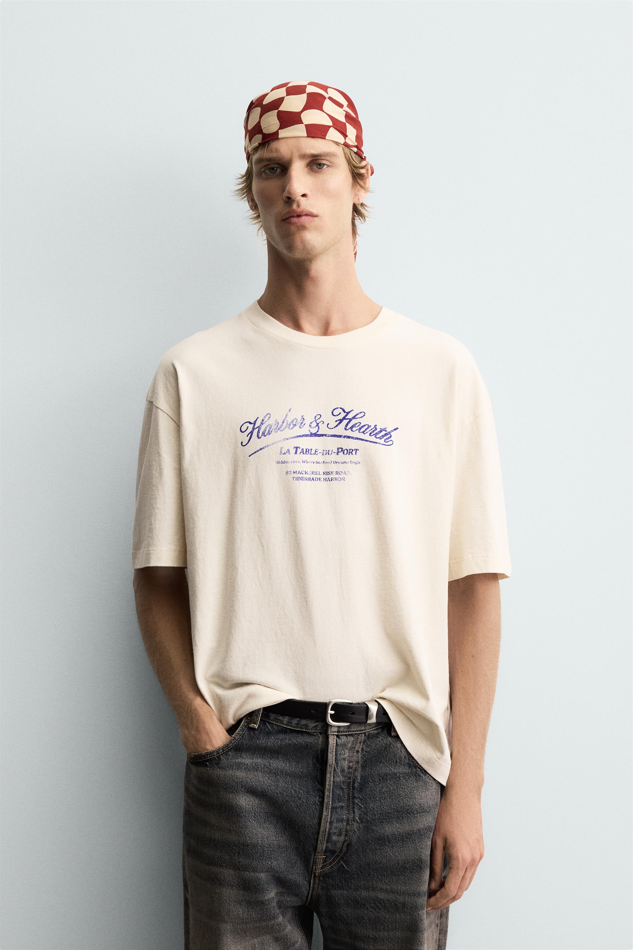 WASHED PRINT T-SHIRT - Oyster-white | ZARA United States