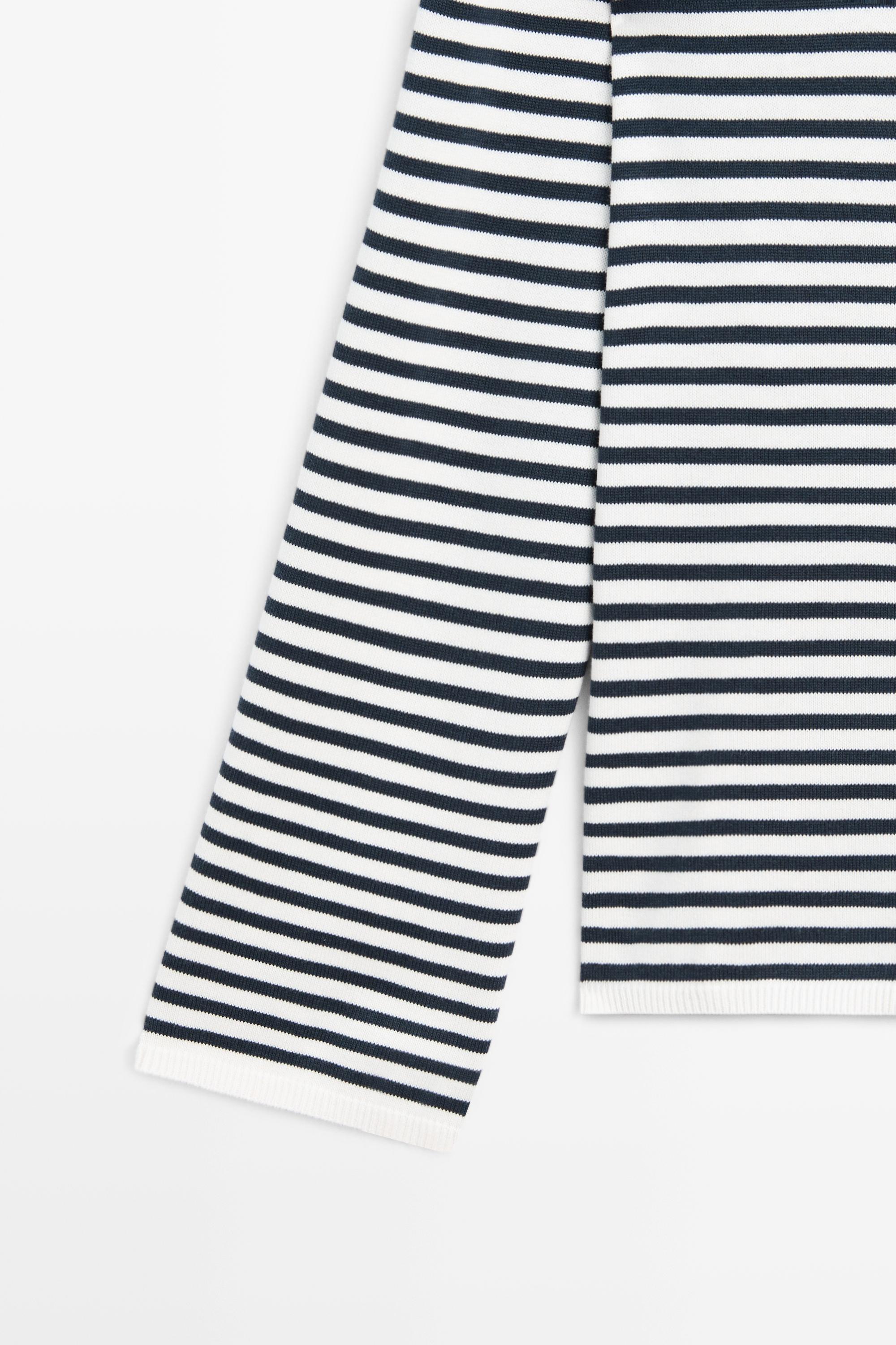 Striped V-neck knit sweater