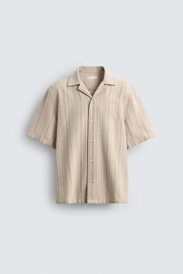 CAMISA ESTRUCTURA RAYAS - Beige de Zara - Imagen 0