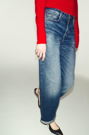 JEAN Z.07 COUPE RELAXED TAILLE HAUTE OURLET REVERS - Bleu de Zara