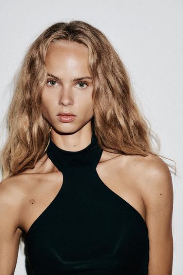 TOP HALTER POLYAMIDE - Noir de Zara