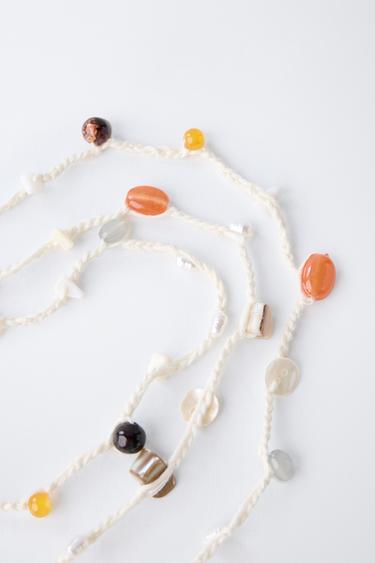 BEADED AND SEASHELL ROPE NECKLACE - Ecru by Zara - Image 1