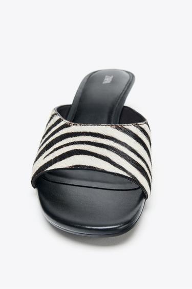 ANIMAL PRINT LEATHER KITTEN HEEL MULES - Zebra by Zara - Image 2