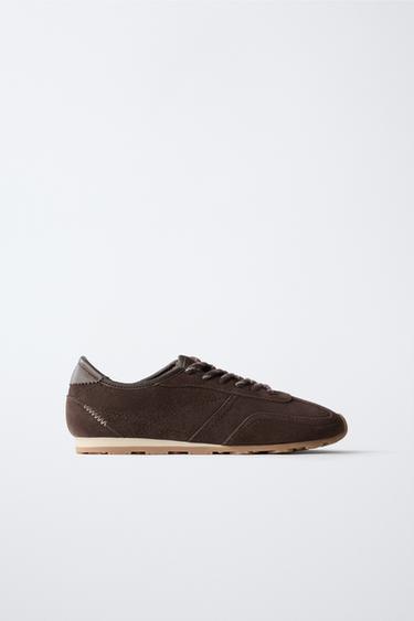 SAPATILHAS DESPORTIVAS DE PELE - Castanho da Zara