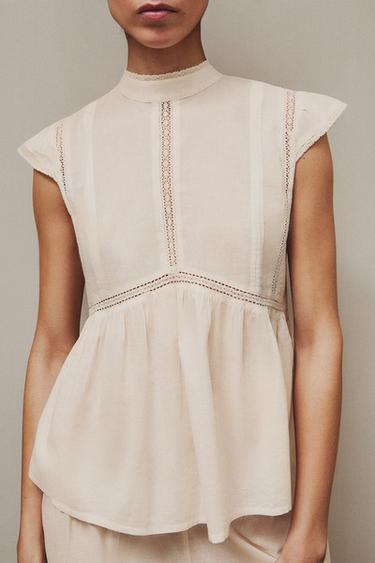 TOP DENTELLE - Écru de Zara - Image 4
