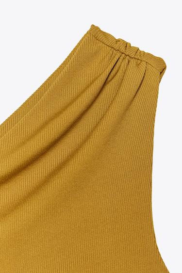 ROBE ASYMÉTRIQUE DRAPÉE - Vert olive de Zara - Image 6