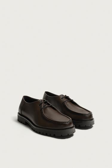 LUG SOLE PIPED SHOES — Brown 2