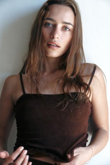 SEAMLESS STRAPPY TOP - Brown by Zara