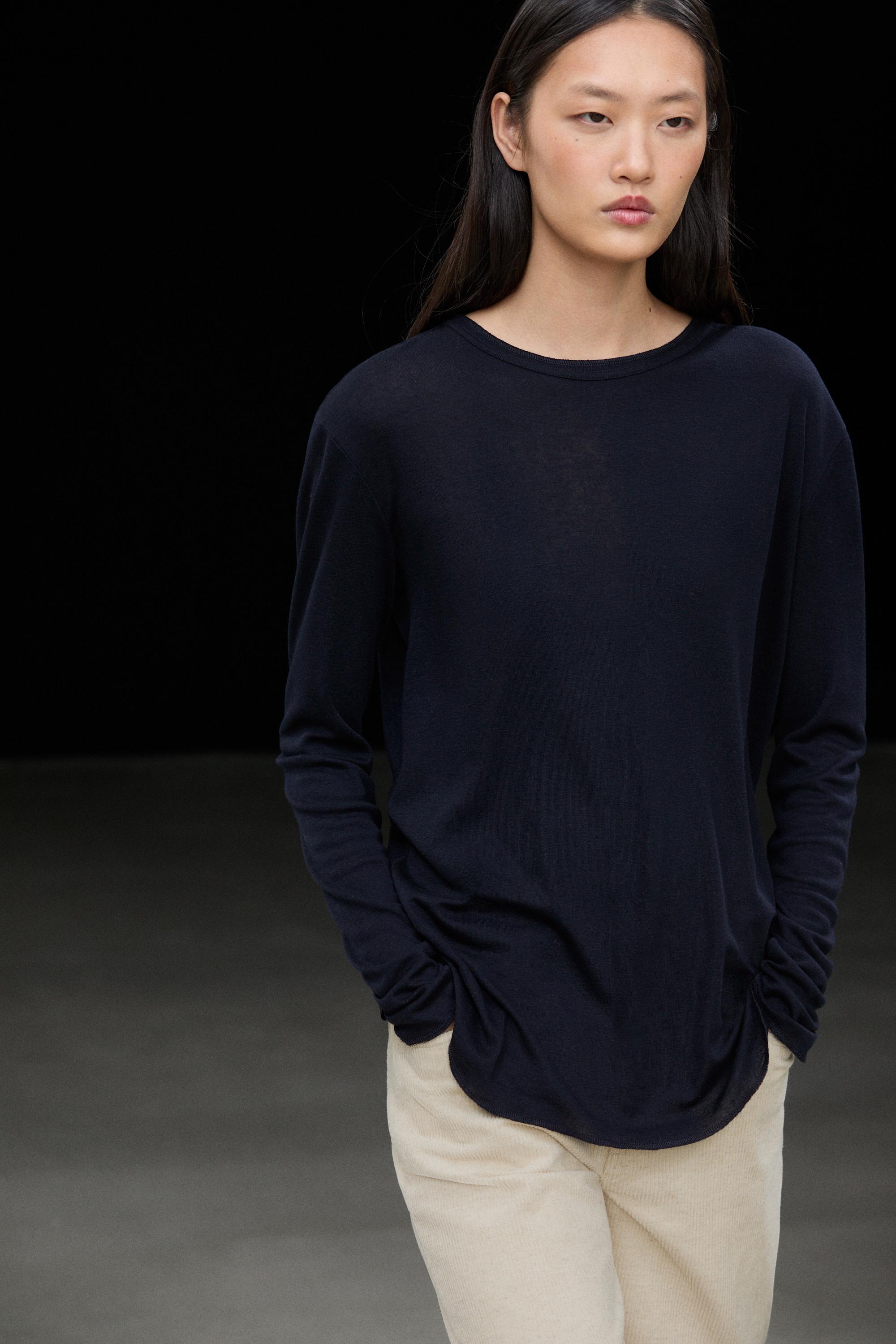 Long sleeve wool-blend T-shirt