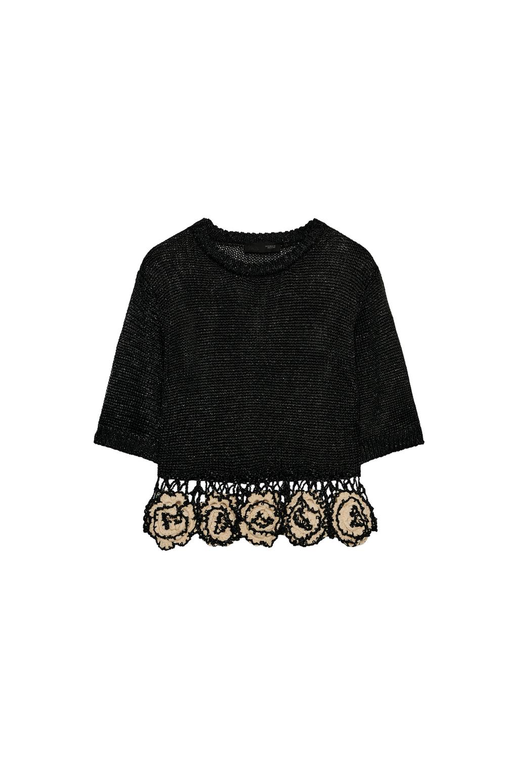 TEXTURED FLORAL KNIT TOP - image 3