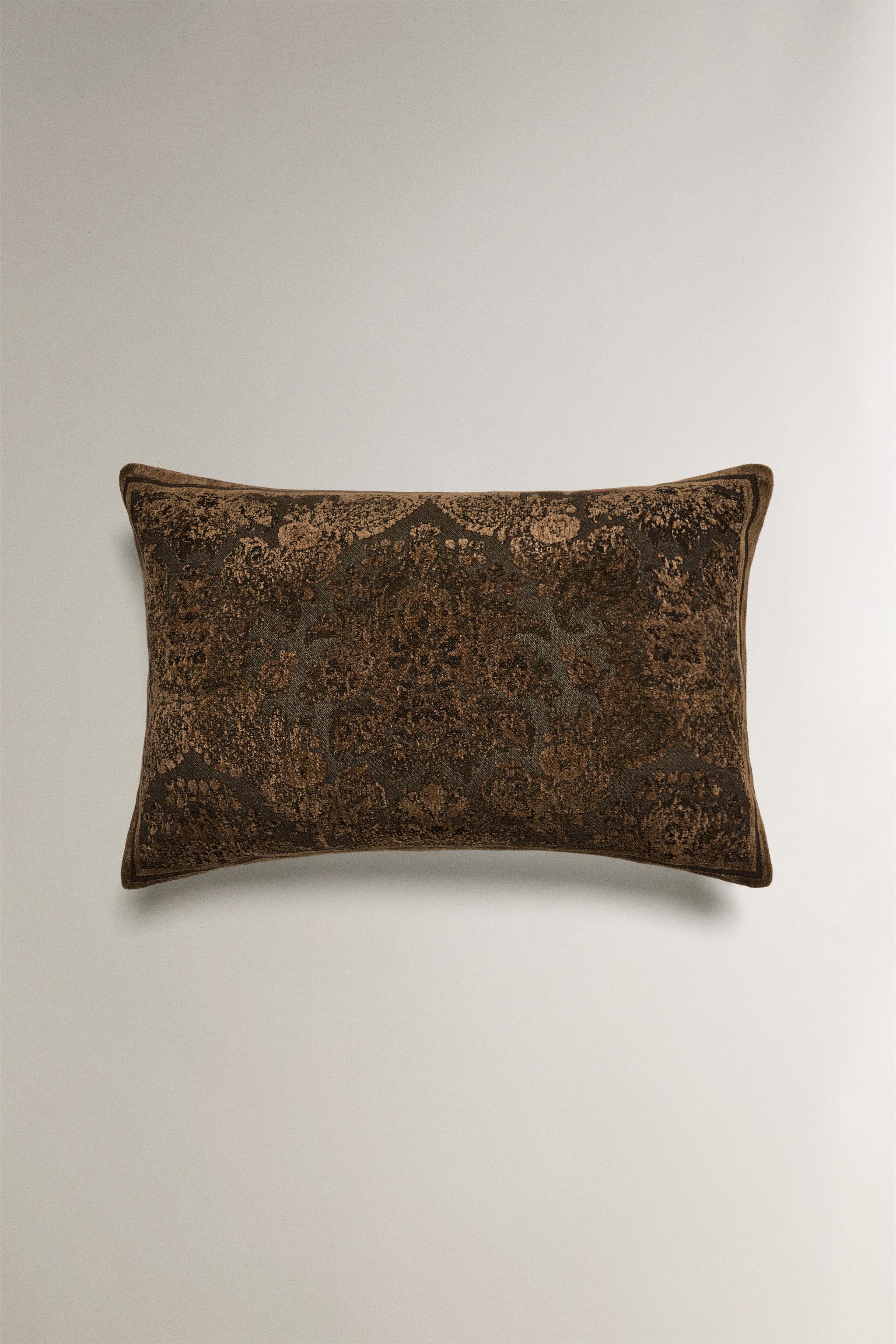 JACQUARD CHENILLE CUSHION COVER - Khaki | ZARA United Kingdom