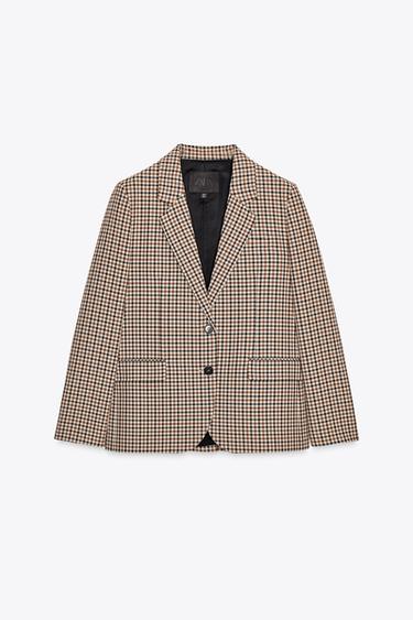 ZW COLLECTION CHECK STRAIGHT BLAZER - Multicoloured by Zara