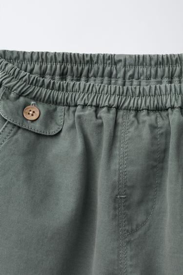 PANTALON BALLON À COUPE - Bleu canard de Zara - Image 2