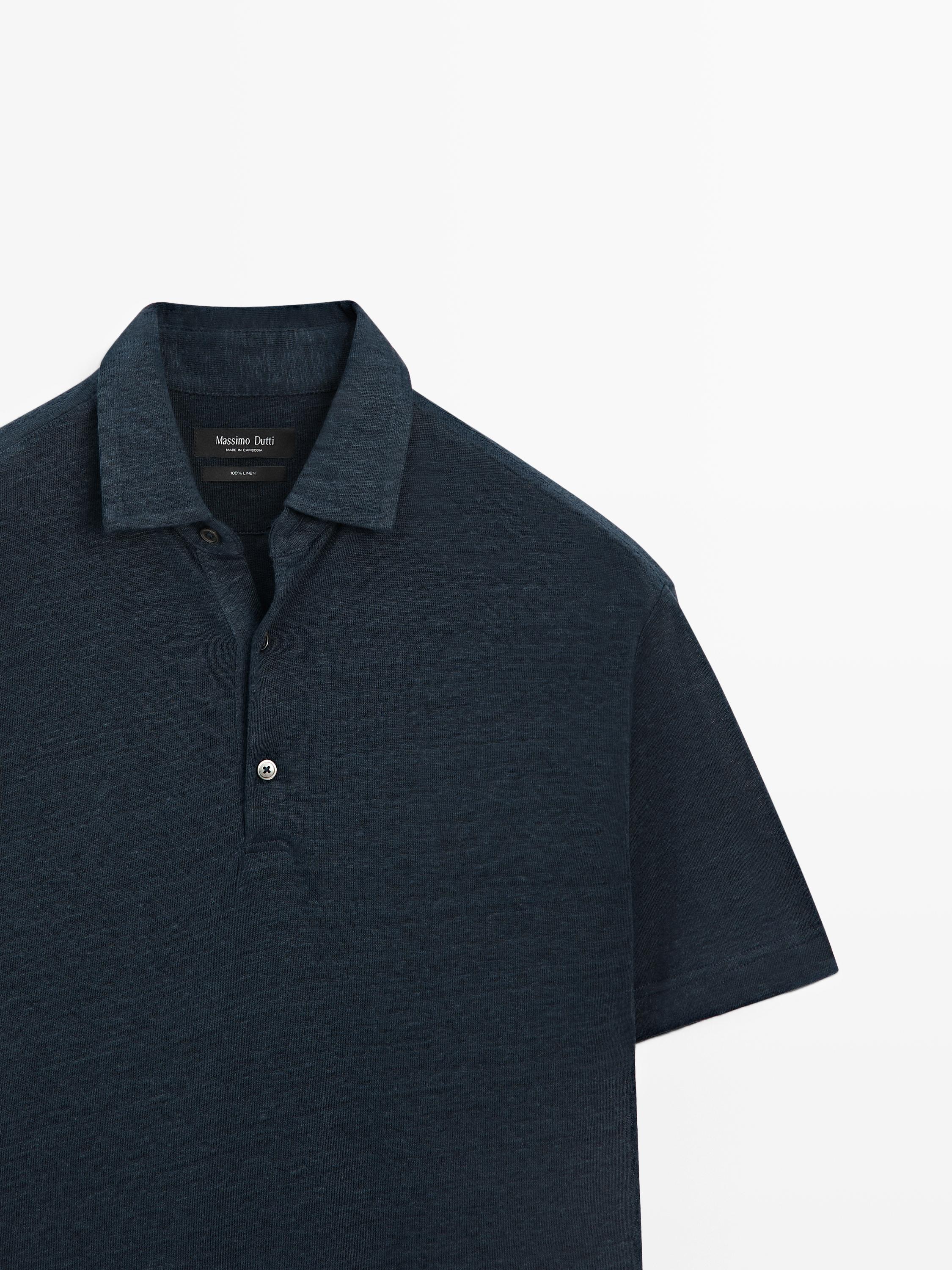 Polo 100 % lin à manches courtes
