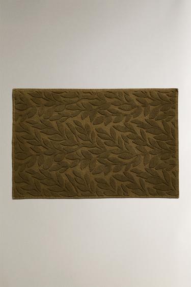 Zara NON-SLIP JACQUARD BATH MAT - Dark khaki