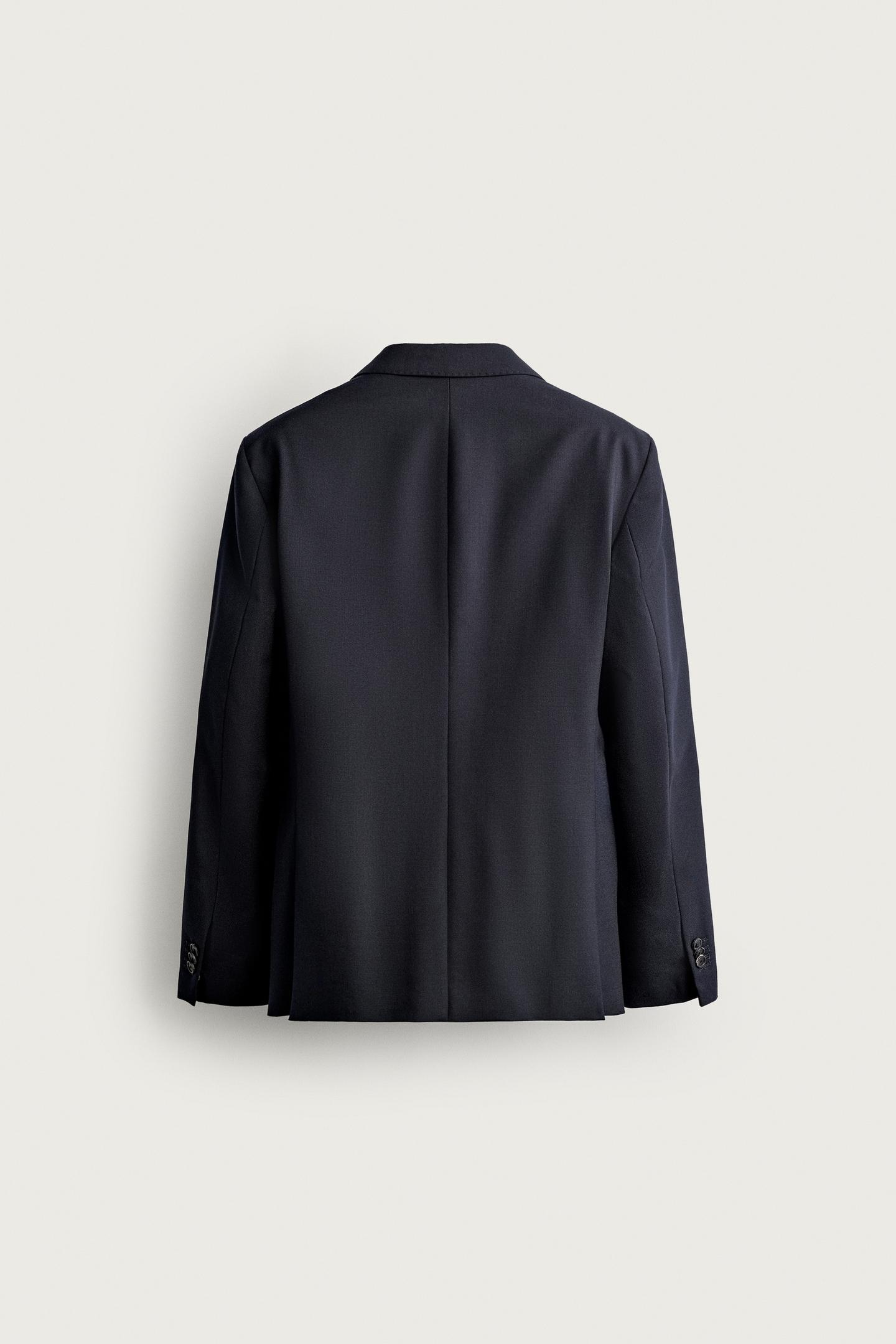 Мужской пиджак Zara 100% Wool Suit Blazer, цвет: Тёмно-синий — фото 9