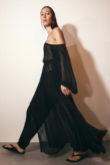 VESTIDO LARGO FLUÍDO - Negro de Zara