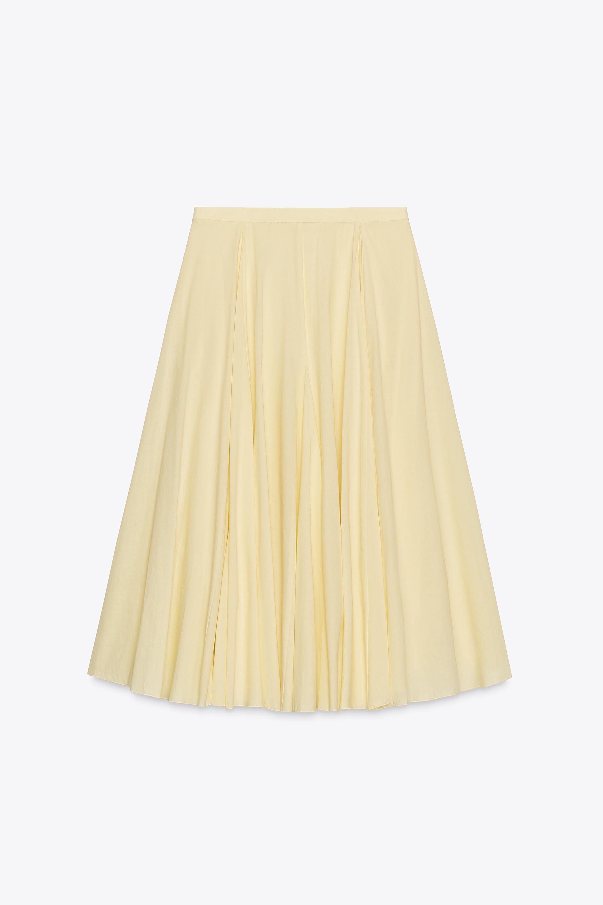 ZW COLLECTION FLARED MIDI SKIRT - Yellow | ZARA Cambodia