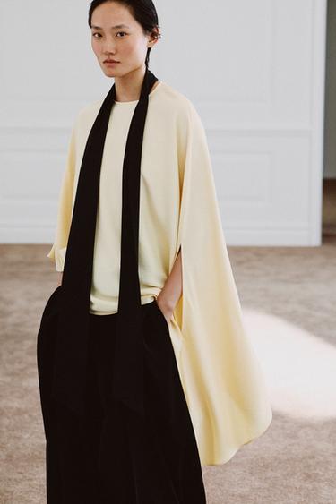 بلوزة غير متماثلة بوشاح ZW COLLECTION - أصفر الخاص بـ Zara