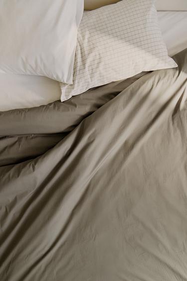 COTTON PERCALE DUVET COVER (300 THREAD COUNT) — Taupe gray 1