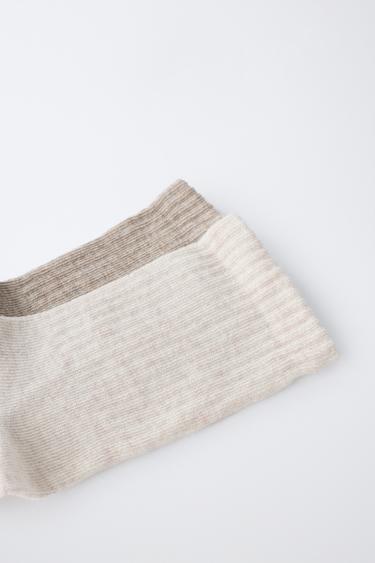 LOT DE DEUX CHAUSSETTES MI-HAUTES - Marron clair de Zara - Image 1