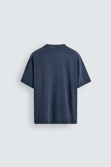T-SHIRT INSCRIPTION EFFET DÉLAVÉ - Bleu de Zara - Image 7