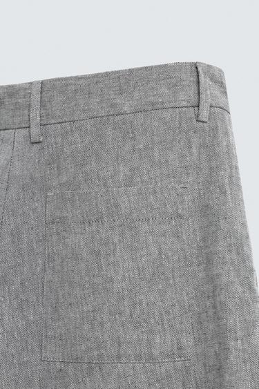 COTTON/LINEN BERMUDA SHORTS - Grey by Zara - Image 8
