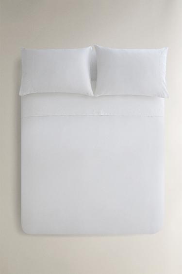 COTTON AND LINEN DUVET COVER WITH RAISED DESIGN - White by Zara