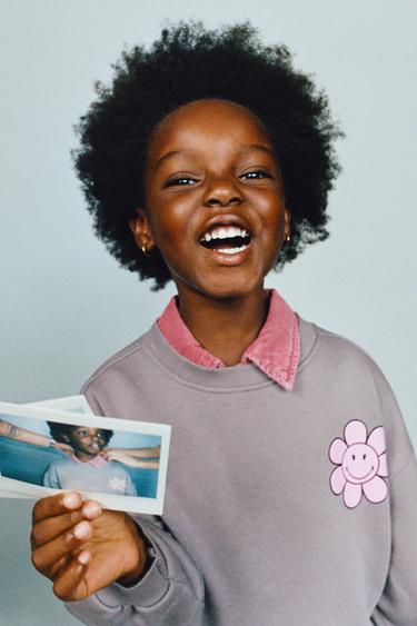 SMILEYWORLD® FLORAL SWEATSHIRT - Grey by Zara - Image 5