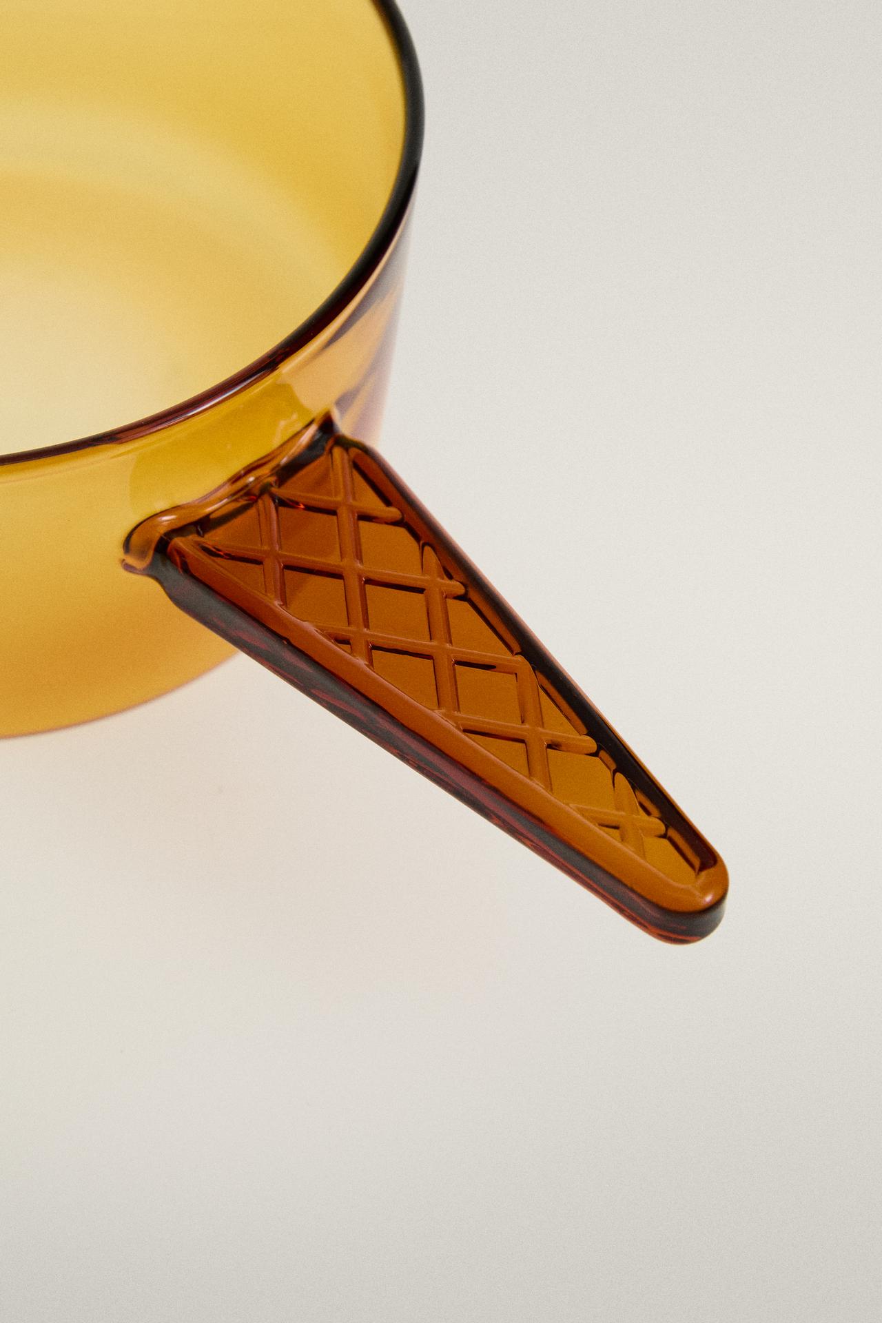 BOROSILICATE ICE CREAM BOWL WITH HANDLE — Yellow