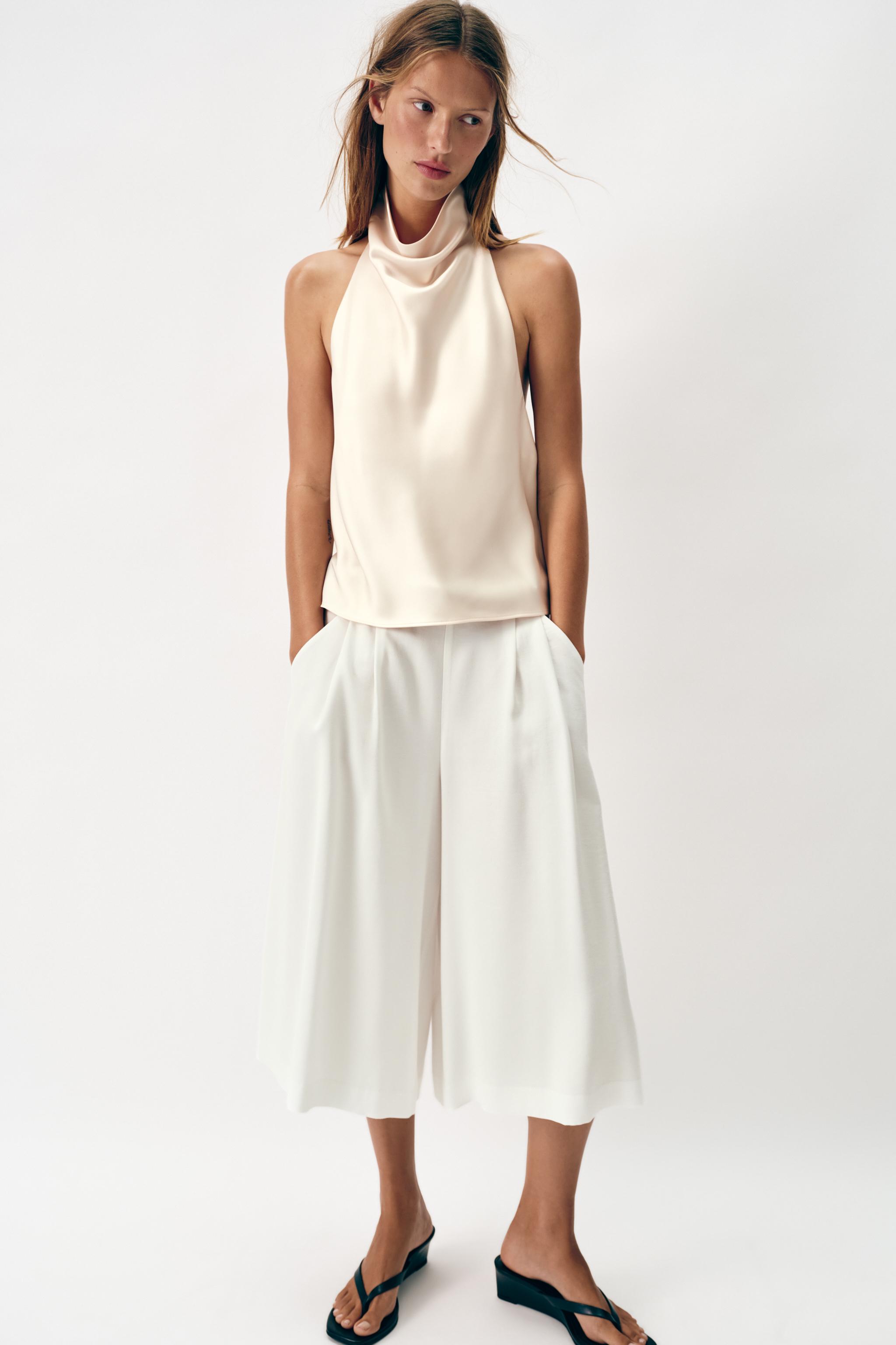 サテン ホルターネックトップス - エクリュ | ZARA Japan / 日本