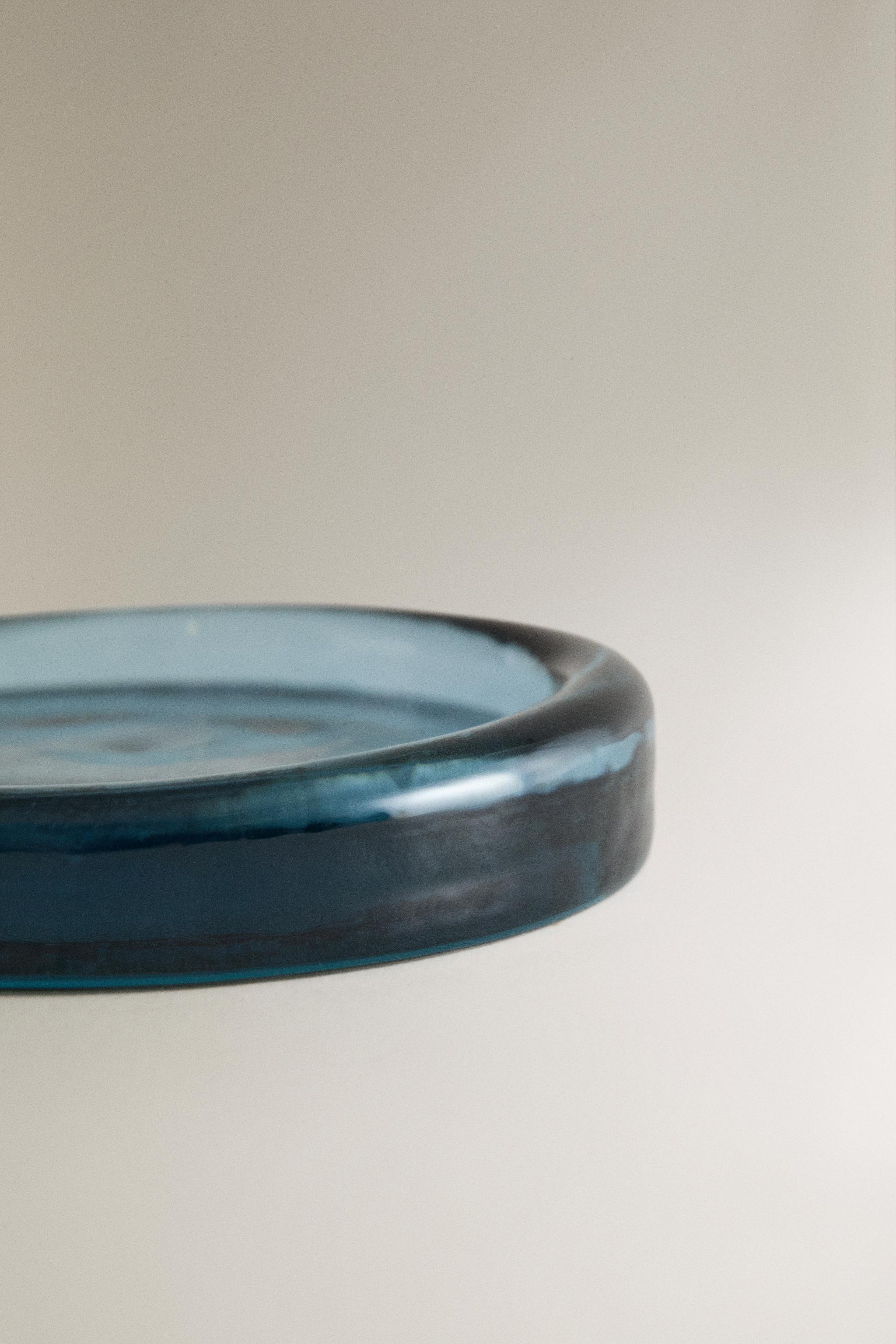 PORTE-SAVON BAIN VERRE BLEU TRANSLUCIDE