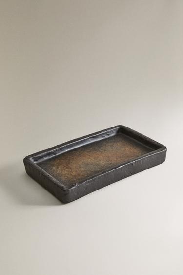 PLATEAU RECTANGULAIRE CÉRAMIQUE - Noir / Marron de Zara - Image 1