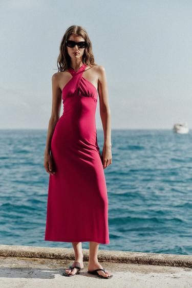 FLOWING WRAP DRESS - Raspberry by Zara