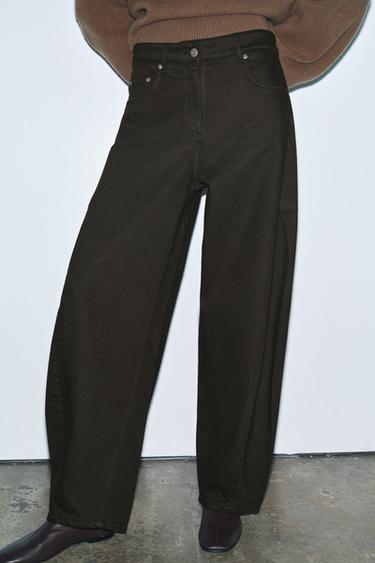 ZW COLLECTION BALLOON MID-WAIST JEANS - Chocolate by Zara