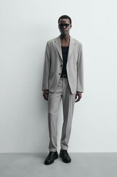 Zara TEXTURED SUIT BLAZER - Light gray
