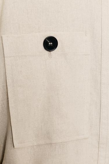 VESTE SAFARI EN LIN AVEC CEINTURE - Beige clair de Zara - Image 2