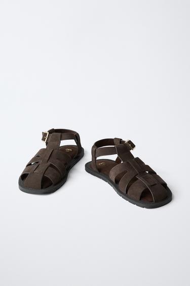 LEATHER CAGE SANDALS - Brown by Zara - Image 2