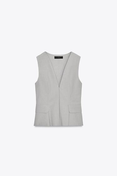 Zara PEPLUM TOP - Pearl gray