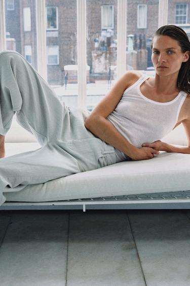 ZW COLLECTION BALLOON TROUSERS - Light blue by Zara