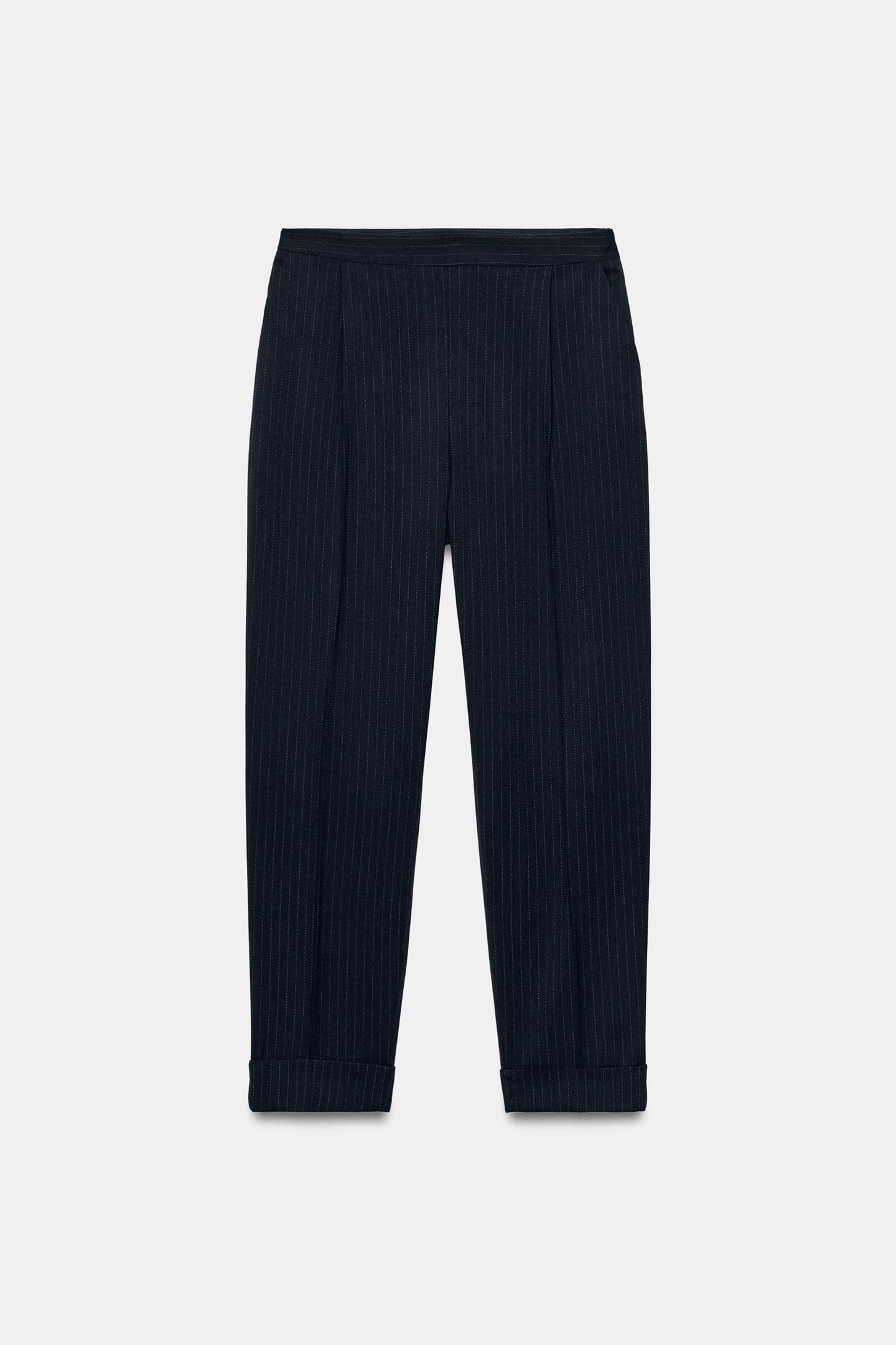Женские брюки Zara Pinstripe, цвет: Тёмно-синий — фото 6