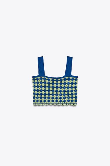 TEXTURED KNIT CROP TOP - Blue / Green by Zara - Image 5