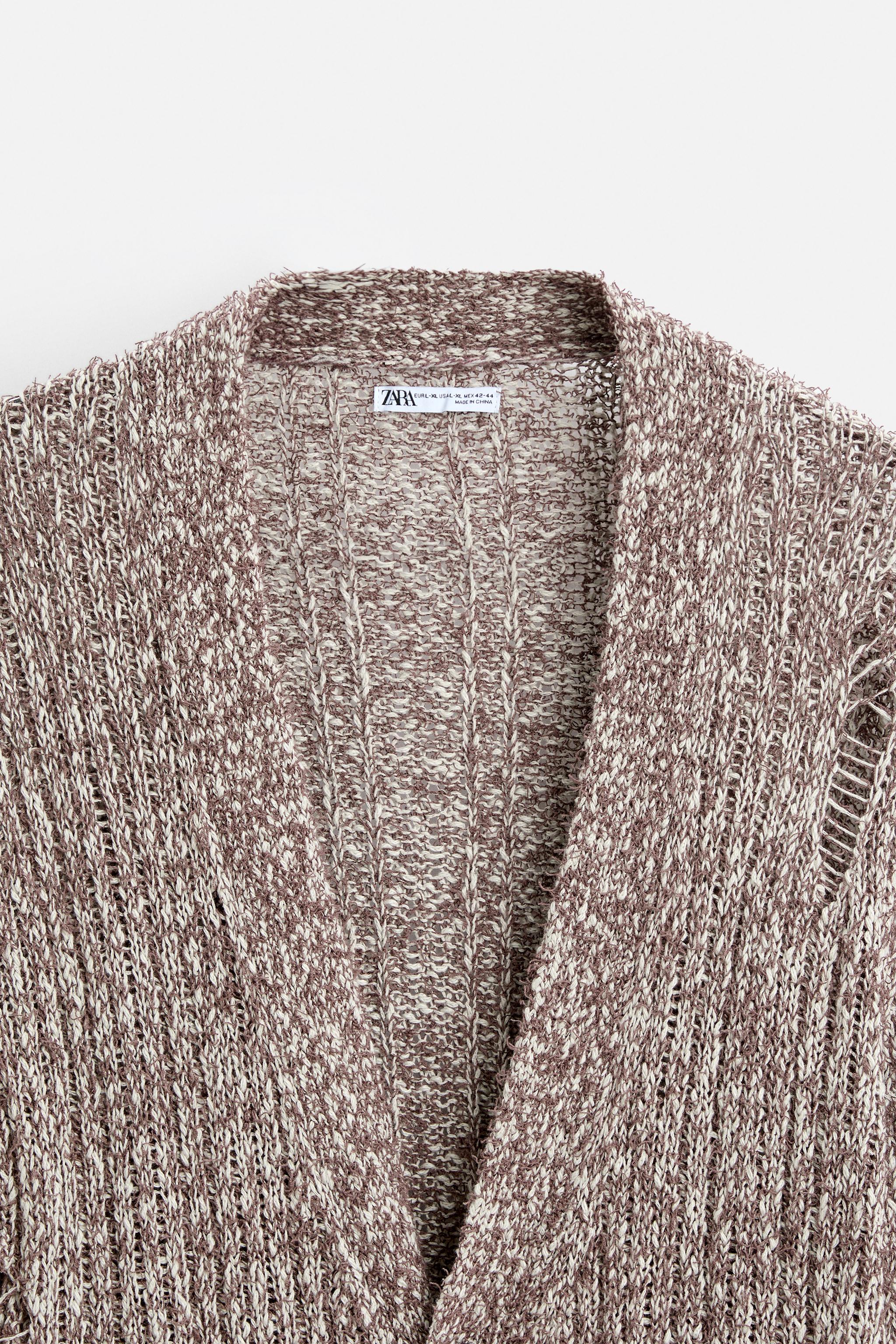 zara ダメージ加工 カーディガン - メルカリ