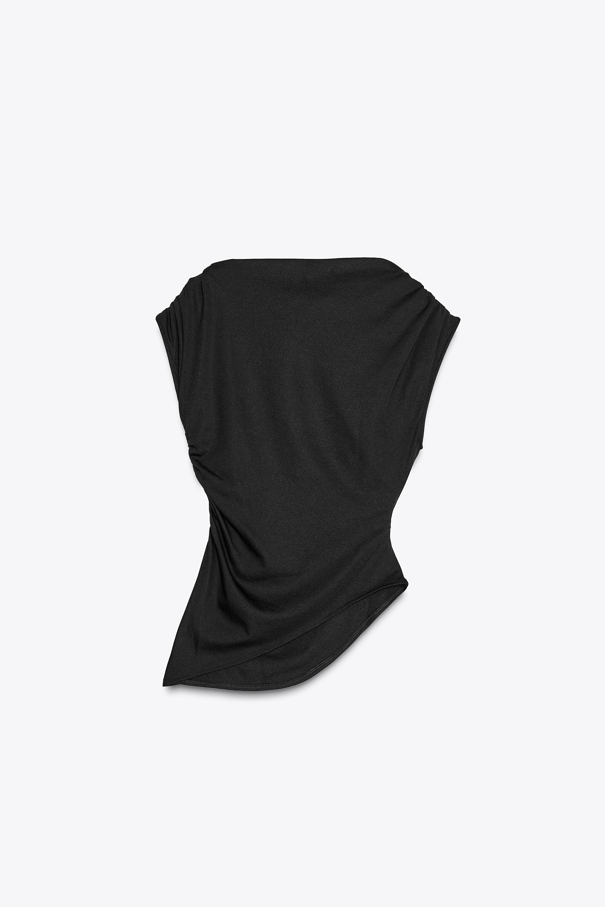 アシンメトリーラッフルトップス - ブラック | ZARA Japan / 日本