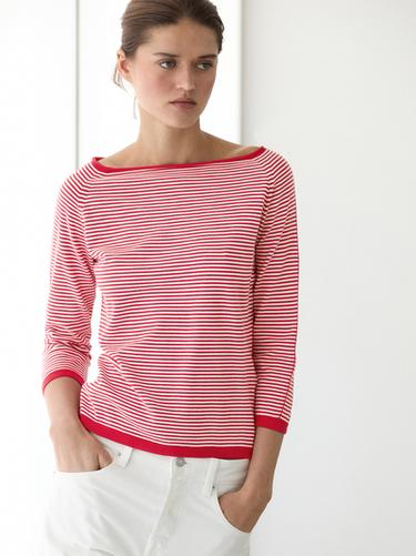 Zara 100% cotton striped knit sweater - Red