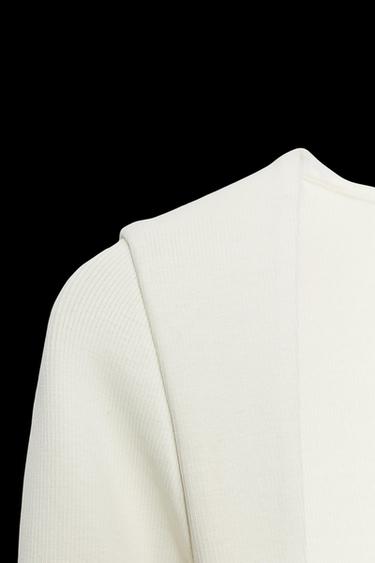 Zara RIBBED SQUARE NECK TOP - Ecru