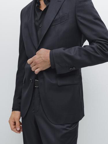 Zara Pinstripe wool suit blazer - Navy blue